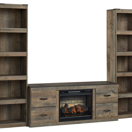 Trinell - 3-Piece Entertainment Center With Electric Fireplace - Brown