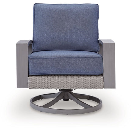 Half Moon Beach - Swivel Lounge With Cushion - Blue / Gray