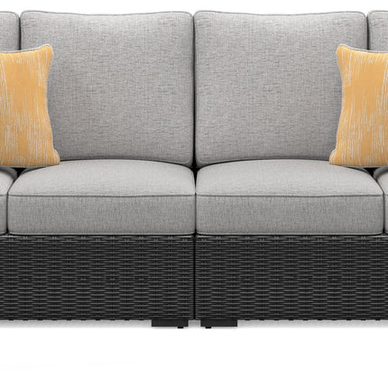 Beachcroft - 2-Piece Outdoor Loveseat with Cushion - Black / Light Gray