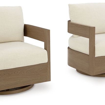 Serene Bay - Swivel Glider Chair With Cushion - Dark Brown / White