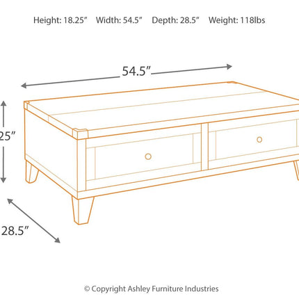 Todoe - Lift Top Cocktail Table - Dark Gray