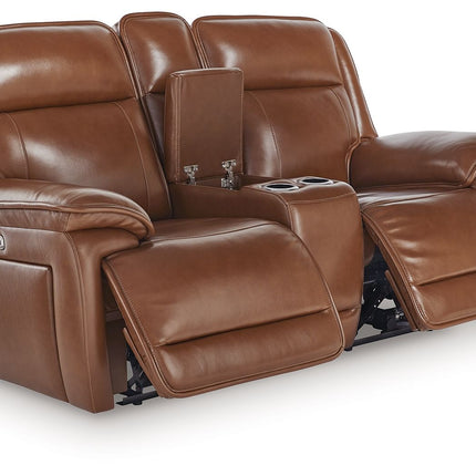 Healy Pier - Power Reclining Loveseat With Console / Adj Headrest - Chocolate