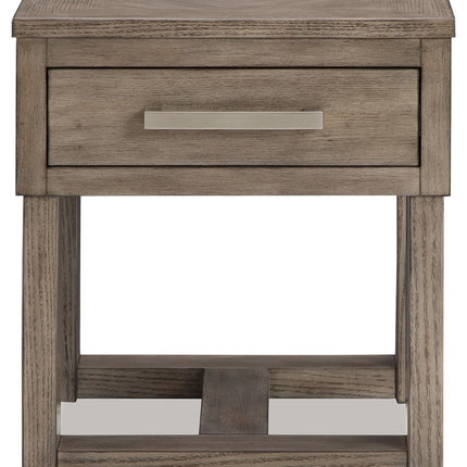Loyaska - Rectangular End Table - Grayish Brown