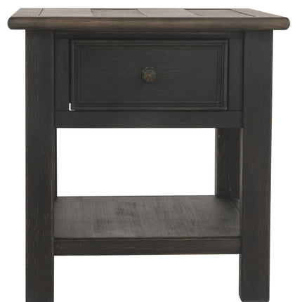 Tyler Creek - Rectangular End Table - Grayish Brown / Black