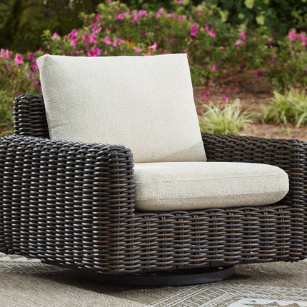 Kimora - Swivel Glider Lounge With Cushion - Beige / Dark Brown