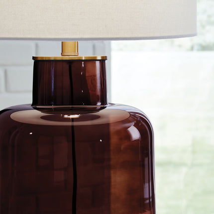 Mette - Glass Table Lamp - Brown / Gold Finish