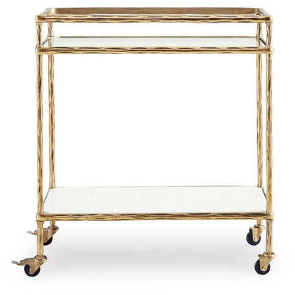 Plattfield - Bar Cart - Antique Gold Finish