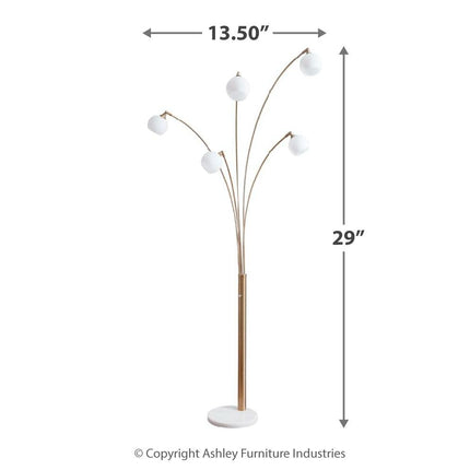 Taliya - Metal Arc Lamp  - Champagne / White