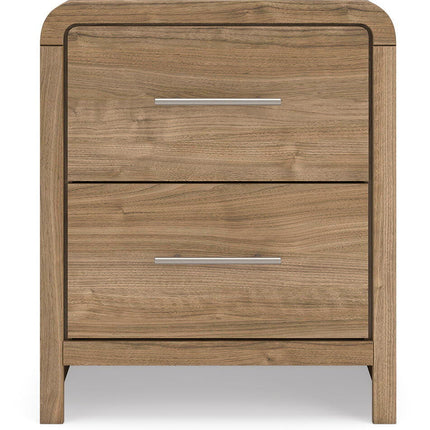 Gramburg - Two Drawer Night Stand - Warm Natural Brown