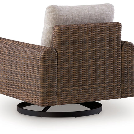 Dolan Creek - Swivel Lounge With Cushion - Gray / Brown