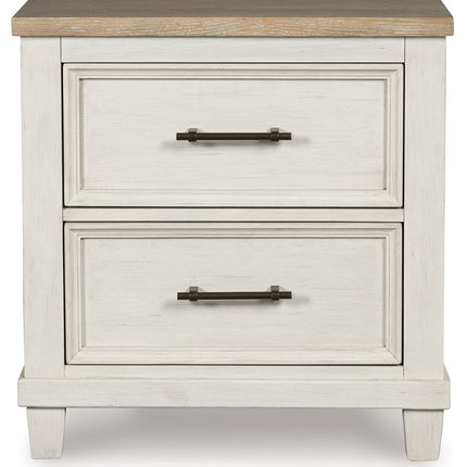 Shaybrock - Two Drawer Night Stand - Antique White / Brown