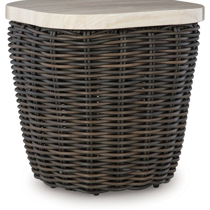 Kimora - Square End Table - Beige / Dark Brown