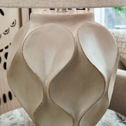 Edselham - Paper Table Lamp - Distressed Cream