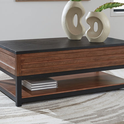 Kallari - Lift Top Cocktail Table - Warm Brown / Black