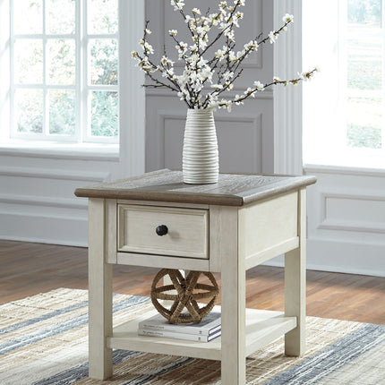 Bolanburg - Rectangular End Table - White / Brown / Beige