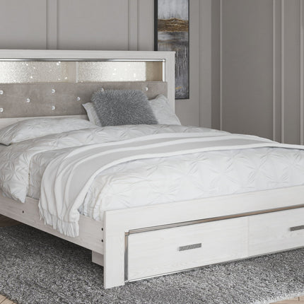 Altyra - King Upholstered Bookcase Bed With Storage - White