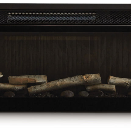 Entertainment Accessories - Fireplace Insert With Faux Birch Log Set - Black