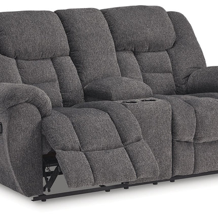 Foreside - Dbl Reclining Loveseat with Console - Charcoal