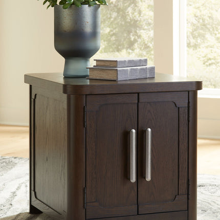 Breckington - Rectangular 2-door End Table - Dark Brown