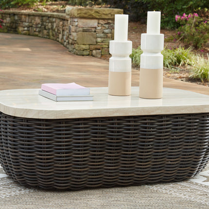 Kimora - Rectangular Cocktail Table - Beige / Dark Brown