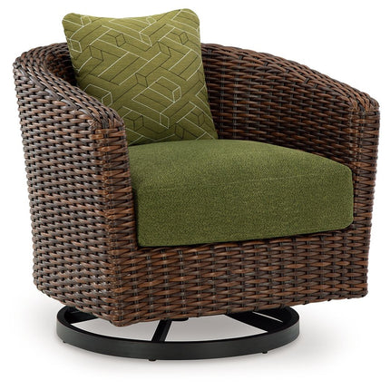 Horizon Hall - Swivel Lounge With Cushion - Brown / Green