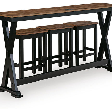 Wildenauer - Rectangular Dining Room Counter Table Set (Set of 4) - Brown / Black