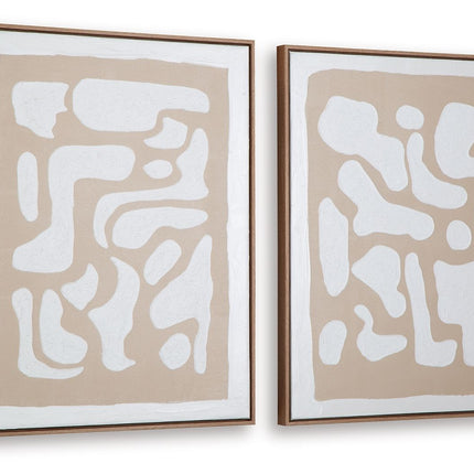 Waldett - Wall Art Set (Set of 2) - Beige / White