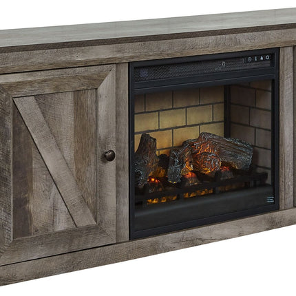 Wynnlow - TV Stand With Faux Firebrick Fireplace Insert - Gray