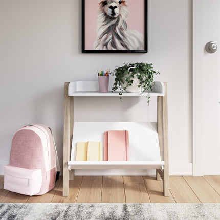Blariden - Small Bookcase - White / Tan