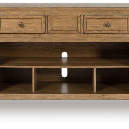 Sharlance - XL TV Stand With Fireplace Option - Light Brown