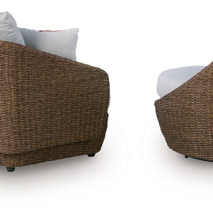 Double Point - Loveseat, Swivel Chairs Set (Set of 3) - Beige