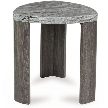 Surmour - Triangle End Table - Gray / Brown