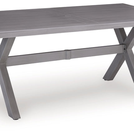 Half Moon Beach - Rectangular Dining Table With Umbrella Option - Gray