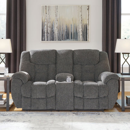 Foreside - Dbl Reclining Loveseat with Console - Charcoal