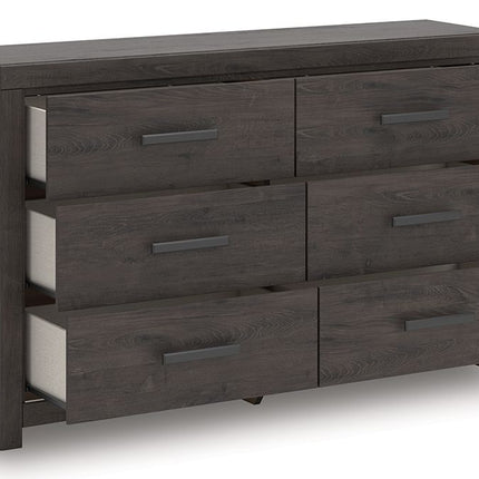 Prendonea - Six Drawer Dresser - Charcoal