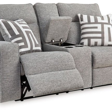 Biscoe - Power Reclining Loveseat With Console /Adj Headrest - Pewter