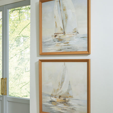 Winbrook - Wall Art Set (Set of 2) - Gray / Tan / Gold Finish