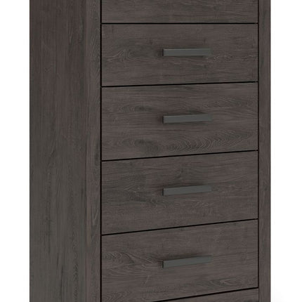 Prendonea - Five Drawer Chest - Charcoal