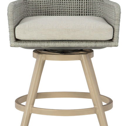 Seton Creek - Barstool With Cushion (Set of 2) - Beige / Gray