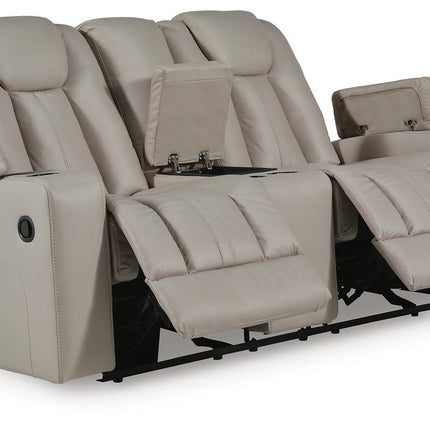 Elevate Edges - Glide Reclining Loveseat With Console - Coin