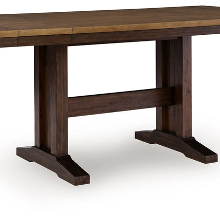 Rylandeen - Rectangular Dining Room Counter Height Extension Table - Light Brown / Dark Brown