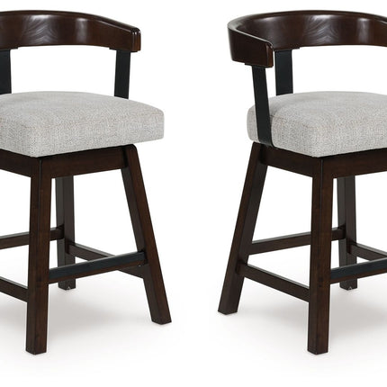 Haddigan - Upholstered Swivel Barstool (Set of 2) - Dark Brown