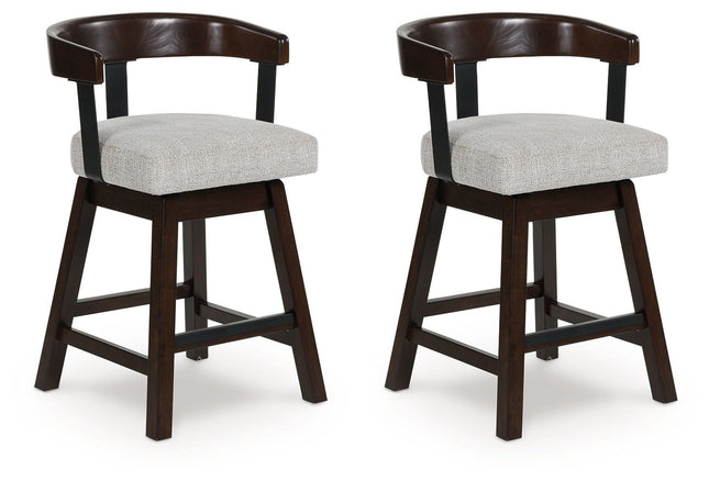 Haddigan - Upholstered Swivel Barstool (Set of 2) - Dark Brown