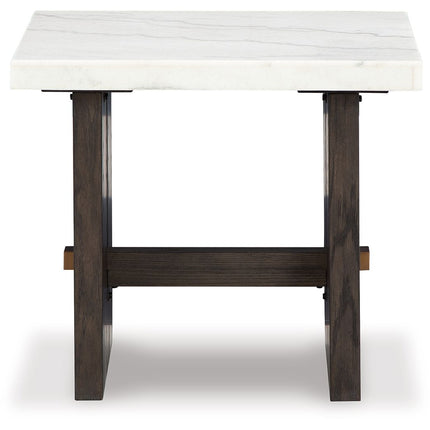 Burkhaus - Rectangular End Table - White / Dark Brown