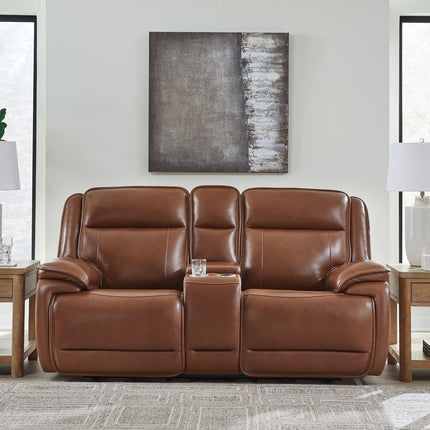 Healy Pier - Power Reclining Loveseat With Console / Adj Headrest - Chocolate