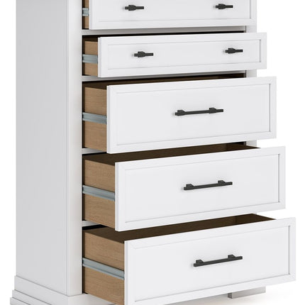 Ashbryn - Five Drawer Chest - White / Natural