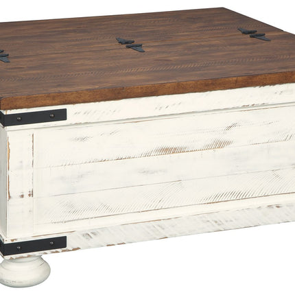 Wystfield - Cocktail Table with Storage - White / Brown
