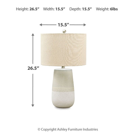 Shavon - Ceramic Table Lamp  - Beige / White