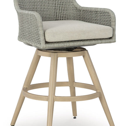 Seton Creek - Barstool With Cushion (Set of 2) - Beige / Gray