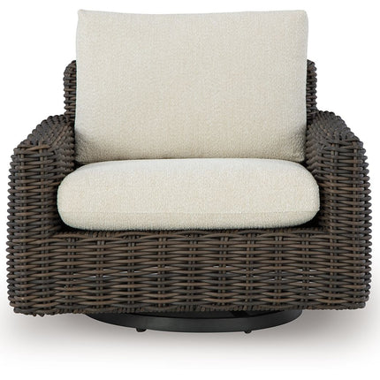 Kimora - Swivel Glider Lounge With Cushion - Beige / Dark Brown